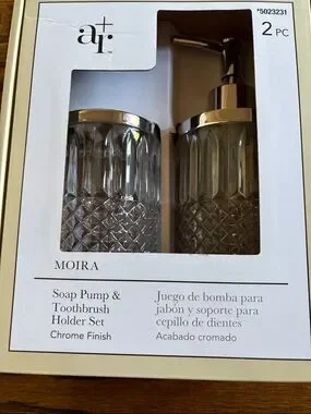 Allen + Roth | Bath | New Moira Soap Pump Toothbrush Holder Glass With ...
